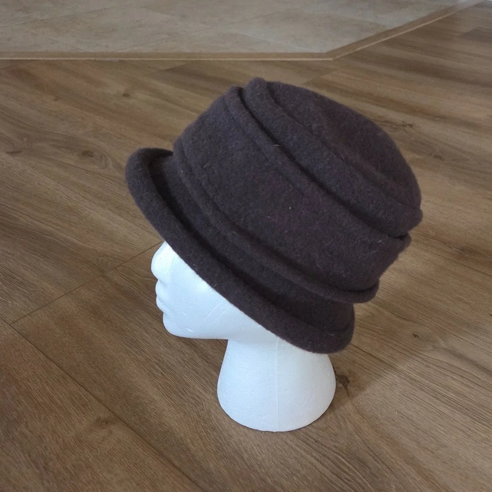 ADORA 1990s Womens Dark Brown Wool‎ Bucket Hat